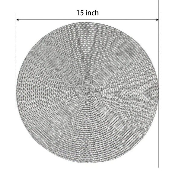 Round Braided Placemats Set of 6 Table Mats Dining Woven Modern Farmhouse Gray - Picture 3 of 7